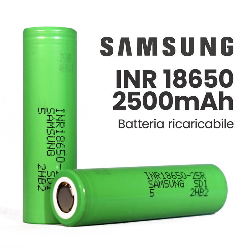 BATTERIA SAMSUNG 18650  3,7V 2500mAh Batteria Ricaricabile