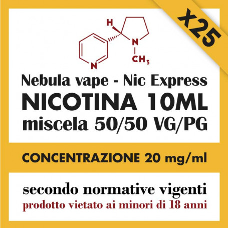 x25 Nicotina Nic Express Nebula 20mg/ml 50/50 10ml